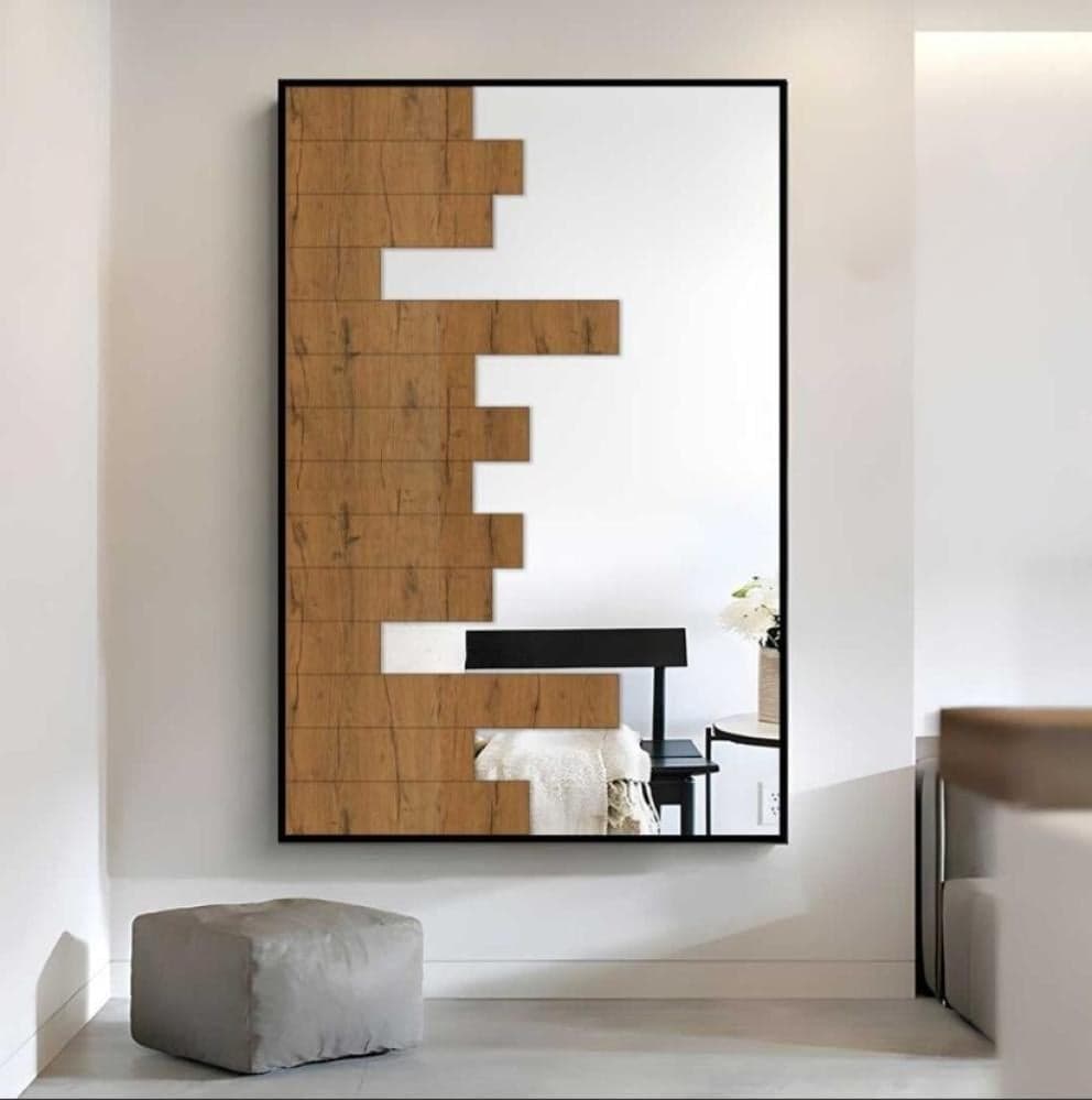 ديكور مرايا جدارية فخمة - مرايات حائط خشبية نهر (المنتج تفصيل )